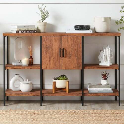 3-Tier Shelf Console Table w/ Cabinet, Non-Scratching Feet - Lot 7