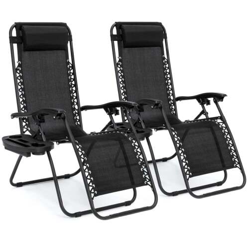 Set of 2 Adjustable Zero Gravity Patio Chair Recliners w/ Cup Holders - Lot 9