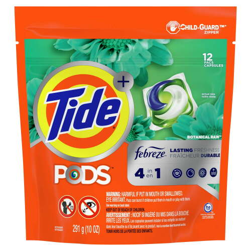 Tide Pods Plus Febreze Botanical Rain Laundry Detergent Pacs, 12 Ct (Set of 5) - Lot 7825