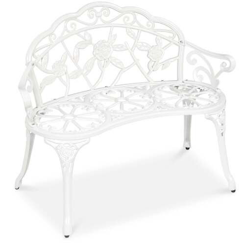 Steel Garden Bench Outdoor Patio Furniture w/ Floral Rose Accent - Lot 7948