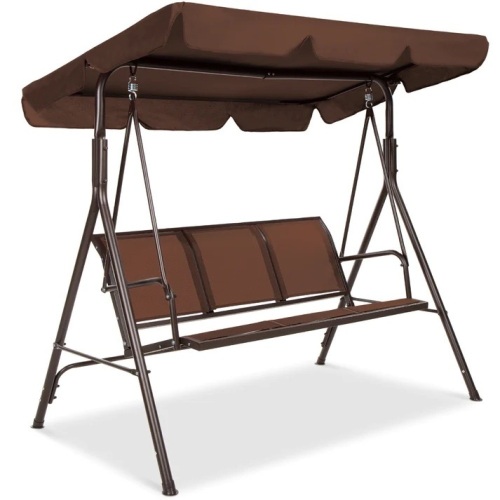 3-Seater Outdoor Canopy Swing Glider Bench w/ Textilene Fabric, Steel Frame - Lot 7964