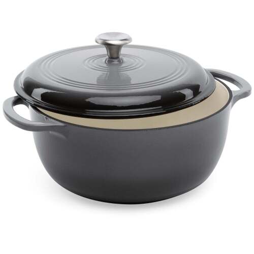 6qt Non-Stick Enamel Cast-Iron Dutch Oven Kitchen Cookware w/ Side Handles - Lot 30