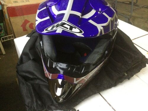 Blue Cobweb Youth Dirt Bike Helmet, Large - Lot 234