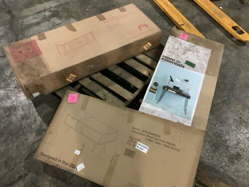 Lot of Furniture - Desk, TV Console, and Coffee Table - Lot 390