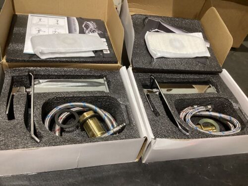Lot of (2) Chrome Single Handle Waterfall Sink Faucet w/ 6" Plate  - Lot 648