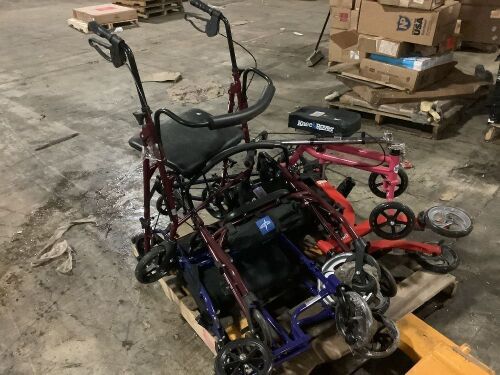 Lot of (3) Rollator Walkers and a Knee Rover  - Lot 358