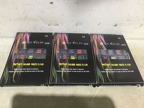 Lot of (3) 10 Color Temporary Hair Color Combs - Lot 499