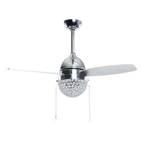 Parrot Uncle Ceiling Fan Pull Chain Control, 42Inch, Chrome & Crystals - Lot 993