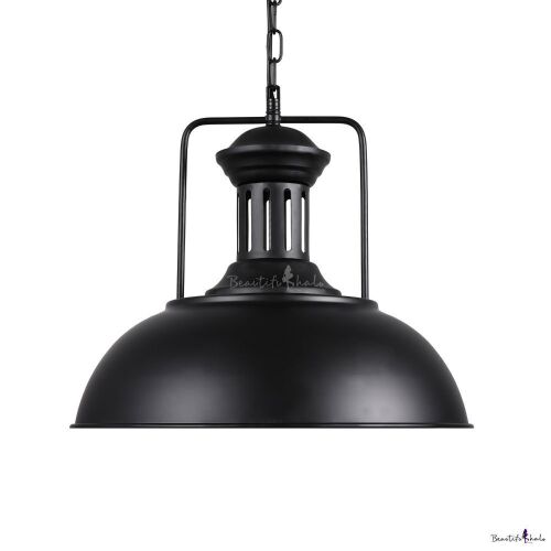 Single Light Bowl Shade LED Pendant Industrial Black Finish - Lot 962
