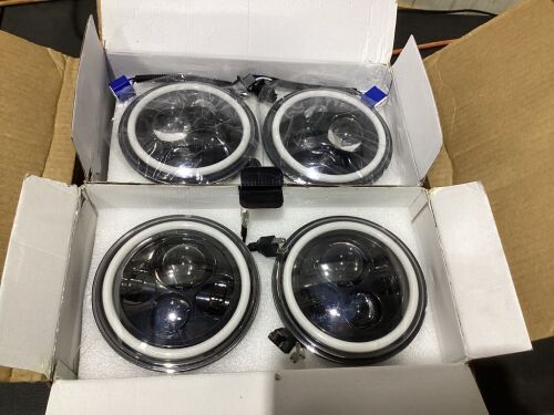 (2) Pairs 7 Inch 280W LED Headlights Halo Angle Eye for Jeep Wrangler CJ, JK, LJ 97-18 - Lot 972