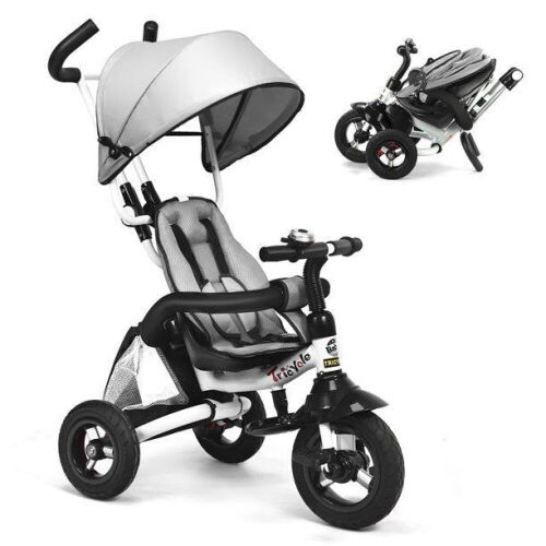 6-in-1 Baby Foldable Stroller Tricycle w/ Canopy, Bag and Sponge Guardrail  - Lot 698