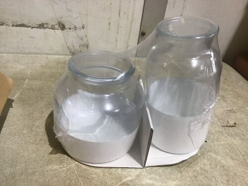 Case of (6) Solid Glass Wide Neck Vase w/ Dipped White Bottom, 6.25" & 4.25”  - Lot 649
