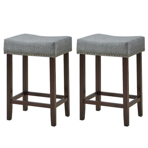 24" Counter Height Upholstered Bar Stools, Set of 2  - Lot 588