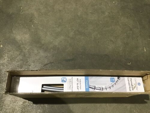 Case of (5) Comfort Bay Permanent Curved Shower Rod, Chrome, 40" to 64"  - Lot 801