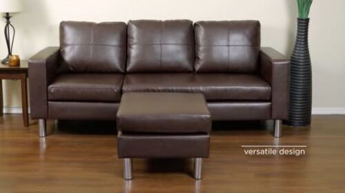 Sectional Sofa with Reversible Chaise Ottoman, Black  - Lot 35