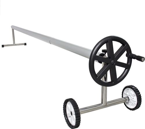 21ft Aluminum Inground Swimming Pool Cover Reel w/Hand Crank, Silver  - Lot 516