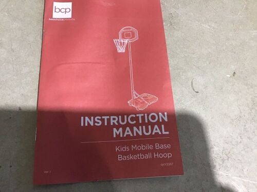 Kids Height-Adjustable Basketball Hoop, Portable Backboard System w/ Wheels  - Lot 870
