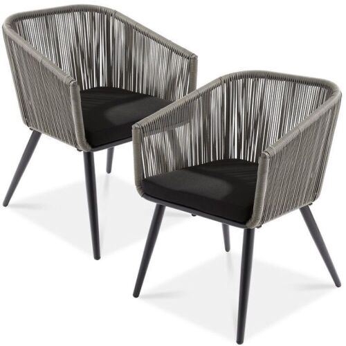 Set of 2 Indoor Outdoor Woven Wicker Patio Dining Chairs, 250lb Capacity  - Lot 92
