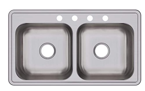 Dayton Equal Double Bowl Drop-in Stainless Steel Sink, New With Damage on 2 Corners, Sold as is - Lot 86