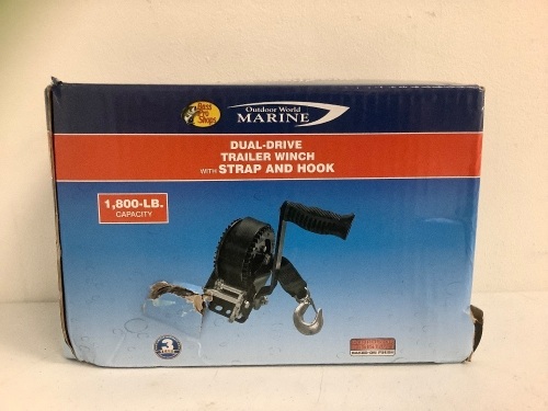 Dual Drive Trailer Winch w/ Strap and Hook, E-Commerce Return, Sold as is - Lot 213