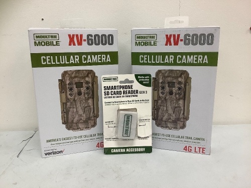 Lot of (2) Moultrie Trail Cams + Smartphone SD Card Reader, E-Comm Return, Untested - Lot 459