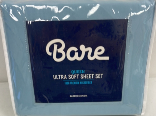 Bare Home Blue Queen Ultra Soft Sheet Set, New - Lot 432