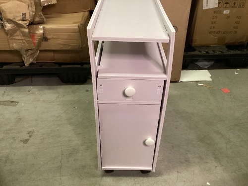 Wheeled Side Table Cabinet, Missing 1 Piece, Possibly Missing Hardware - Lot 142