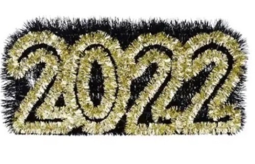 Black & Gold Tinsel 2022 New Year Decor - Lot 233