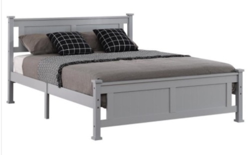 Pine Wood Bed Frame with Headboard, Gray - Lot 415