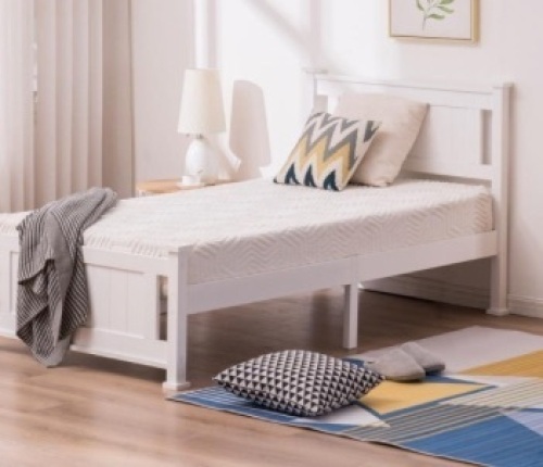 Wood Platform Bed Frame, Twin, White - Lot 165