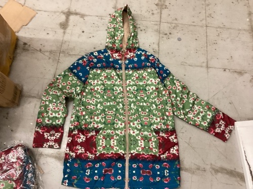 Ladies Furry Lined Hooded Floral Jacket, 2XL - Lot 342