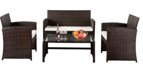 4 Pcs Outdoor Patio Rattan Furniture Set  - Lot 723