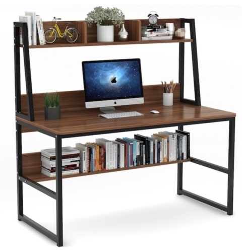 Tribesigns 47.24-in Brown Modern Computer Desk, Hutch Included - Lot 110