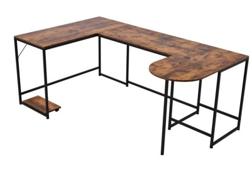 Multifunctional U-Shaped Computer Desk w/ Adjustable Foot Pad, Brown - Lot 119