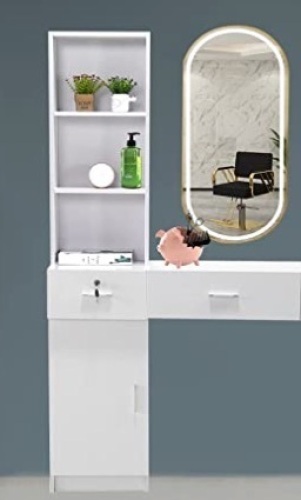 Wall Mount Salon Station, White, May Be Missing Hardware - Lot 620