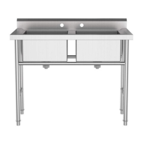 18-Gauge Stainless Steel Two Compartment Commercial Utility Sink - Lot 828