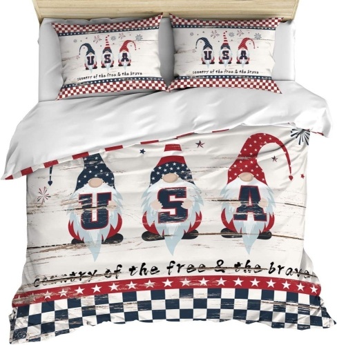 Vintage Americana Gnome Duvet Cover & 2 Pillow Shams - Lot 298