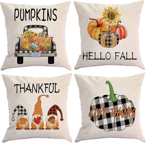 Fall Pillow Covers 18x18", Set of 4 - Lot 324