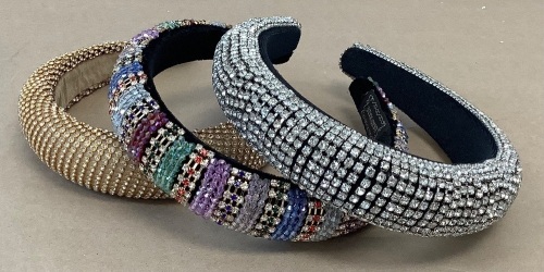 Set of 3 Rhinestone Padded Headbands - Lot 336