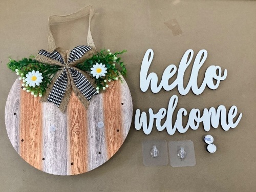 Lot of (2) Wooden Door Hangers w/ Interchangeable Words - Lot 341