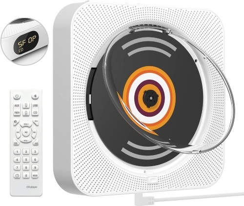 Wall Mount CD Player with Dust Cover/Remote Control, LED Screen - Lot 93