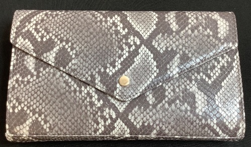 Snake Print Envelope Clutch Purse with Crossbody Chain Strap - Lot 38