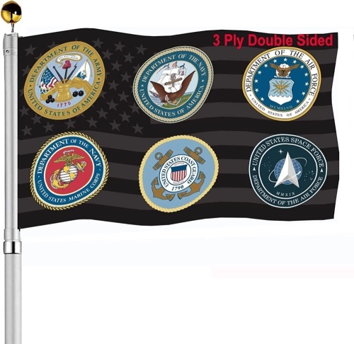 Military All Branch Flag, 3x5 Outdoor Double Sided Made In USA - Lot 168
