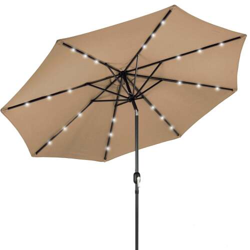 Solar LED Lighted Patio Umbrella w/ Tilt Adjustment, UV-Resistance - Lot 8172