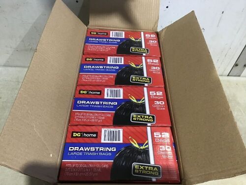 Case of (4) Drawstring Large Trash Bag, 30 Gallon, 52ct  - Lot 164