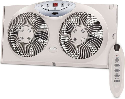 Bionaire Window Fan with Twin 8.5-Inch Reversible Airflow Blades and Remote Control, White  - Lot 207