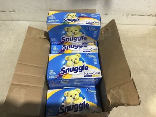 Case of (6) Snuggle SuperCare Fabric Softener Dryer Sheets, Lilies and Linen, 105 Count - Lot 224