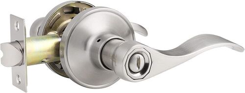 Lot of (10) Probrico Bed/Bath Privacy Door Levers Wave Style Handles in Satin Nickel - Lot 249