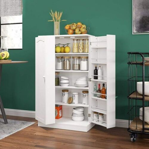 41" Farmhouse Pantry Storage Cabinet with Doors and Adjustable Shelves  - Lot 367