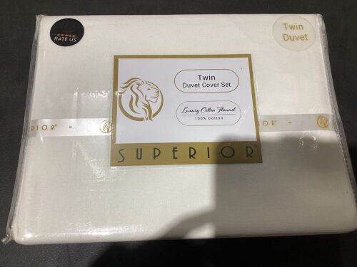Case of (6) Flannel Duvet Cover Set, White, Twin  - Lot 408